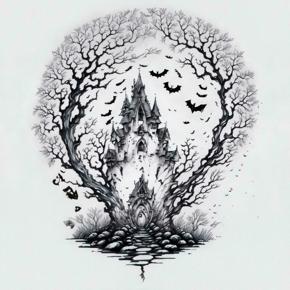 Halloween Border Frame, Halloween Theme Illustration PNG Image Transparent Background Ai Generative photo