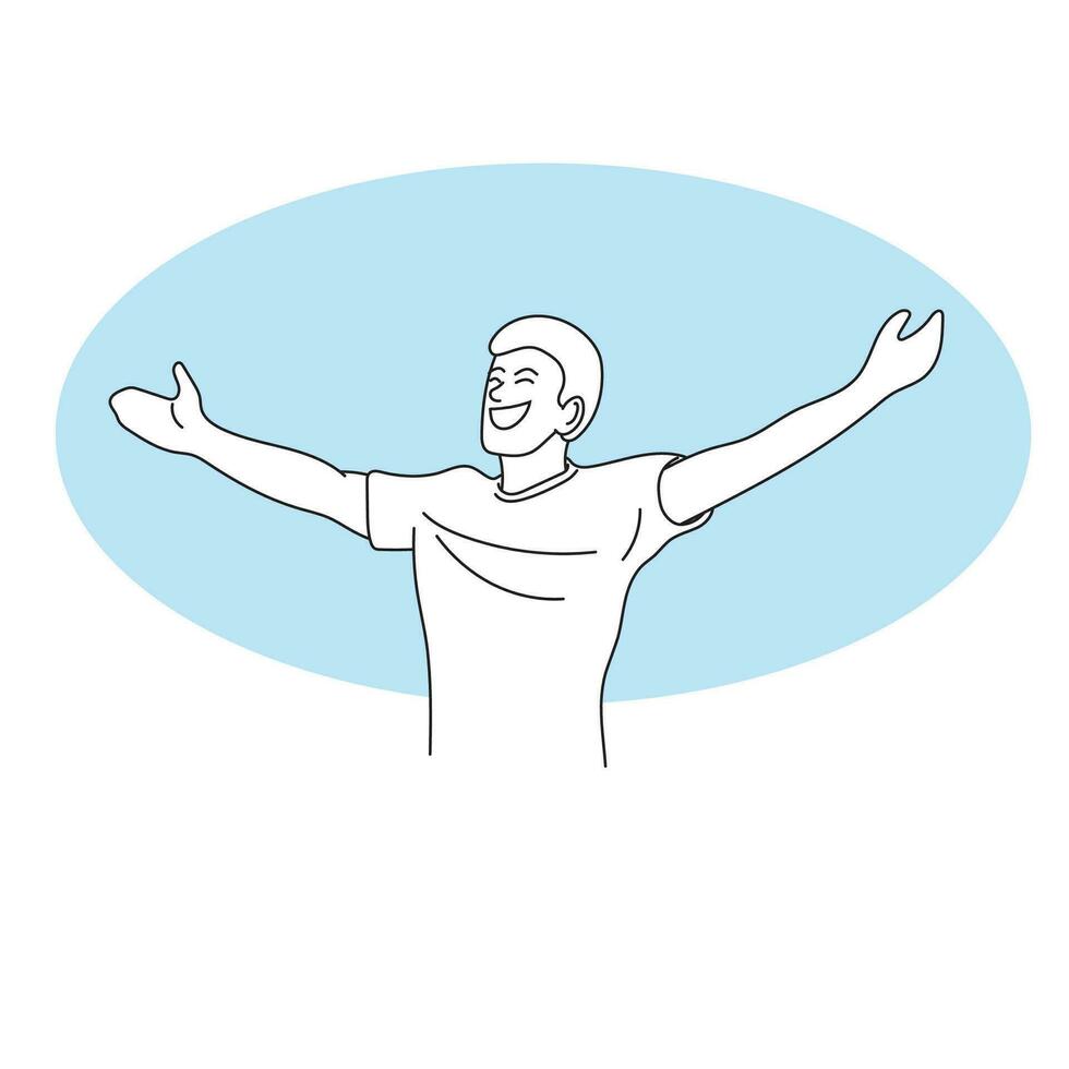 medio longitud de masculino fútbol jugador extensión su brazos ilustración vector mano dibujado aislado en blanco antecedentes