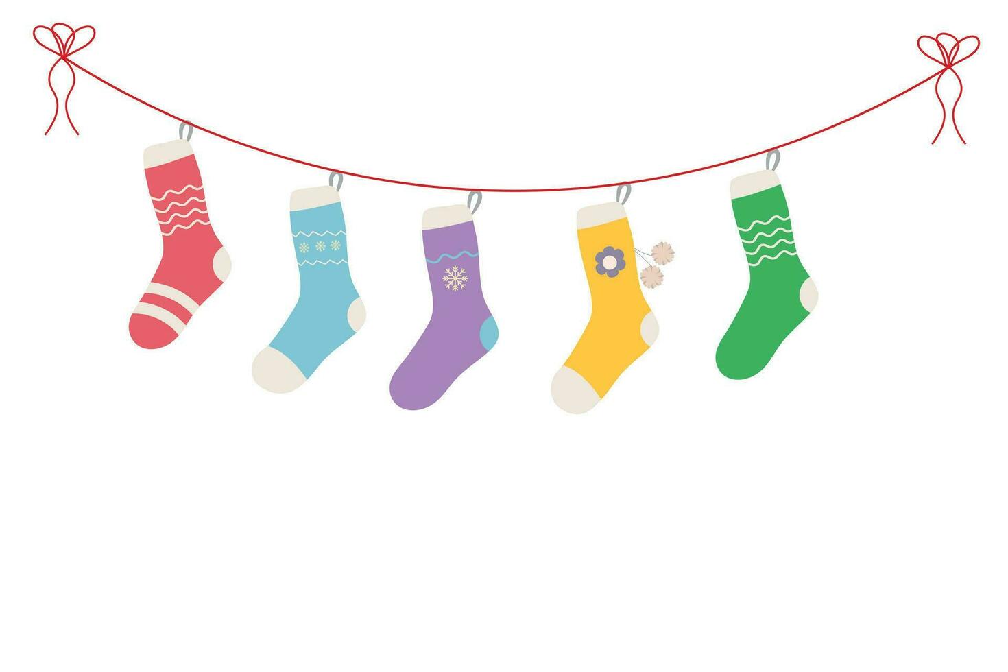 Christmas winter socks set flat design vector