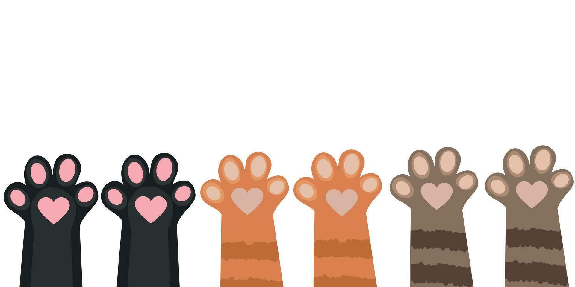 Set of cute cat paws. Vector illustration