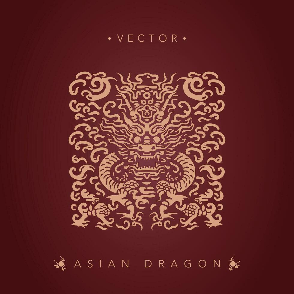 Asian dragon chinese dragon totem pattern vector