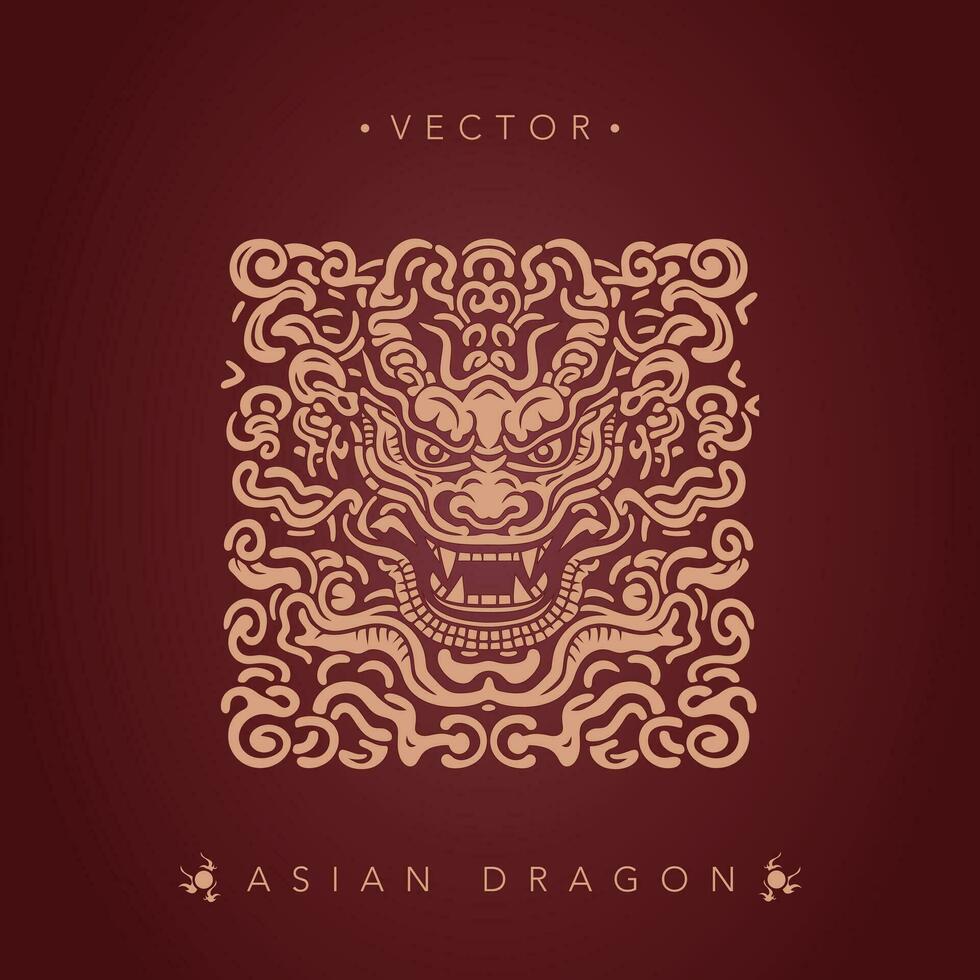 Asian dragon chinese dragon totem pattern vector