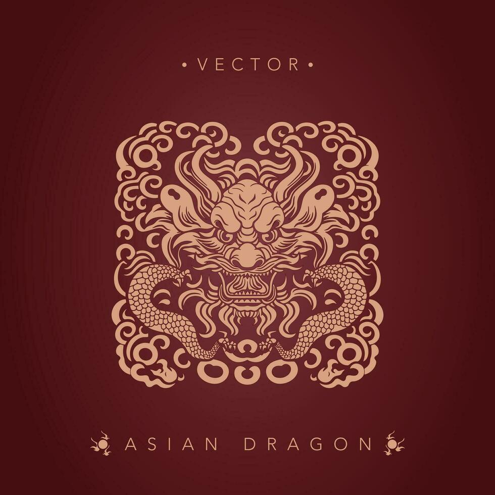 Asian dragon chinese dragon totem pattern vector