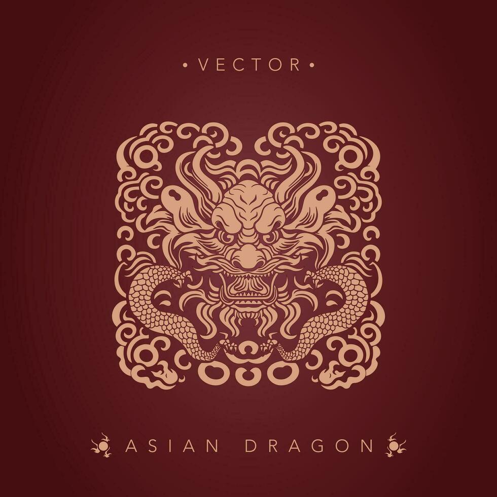 Asian dragon chinese dragon totem pattern vector