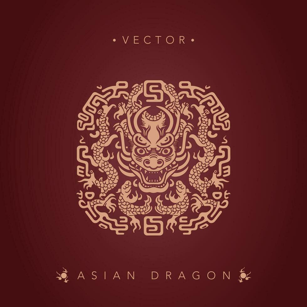 Asian dragon chinese dragon totem pattern vector