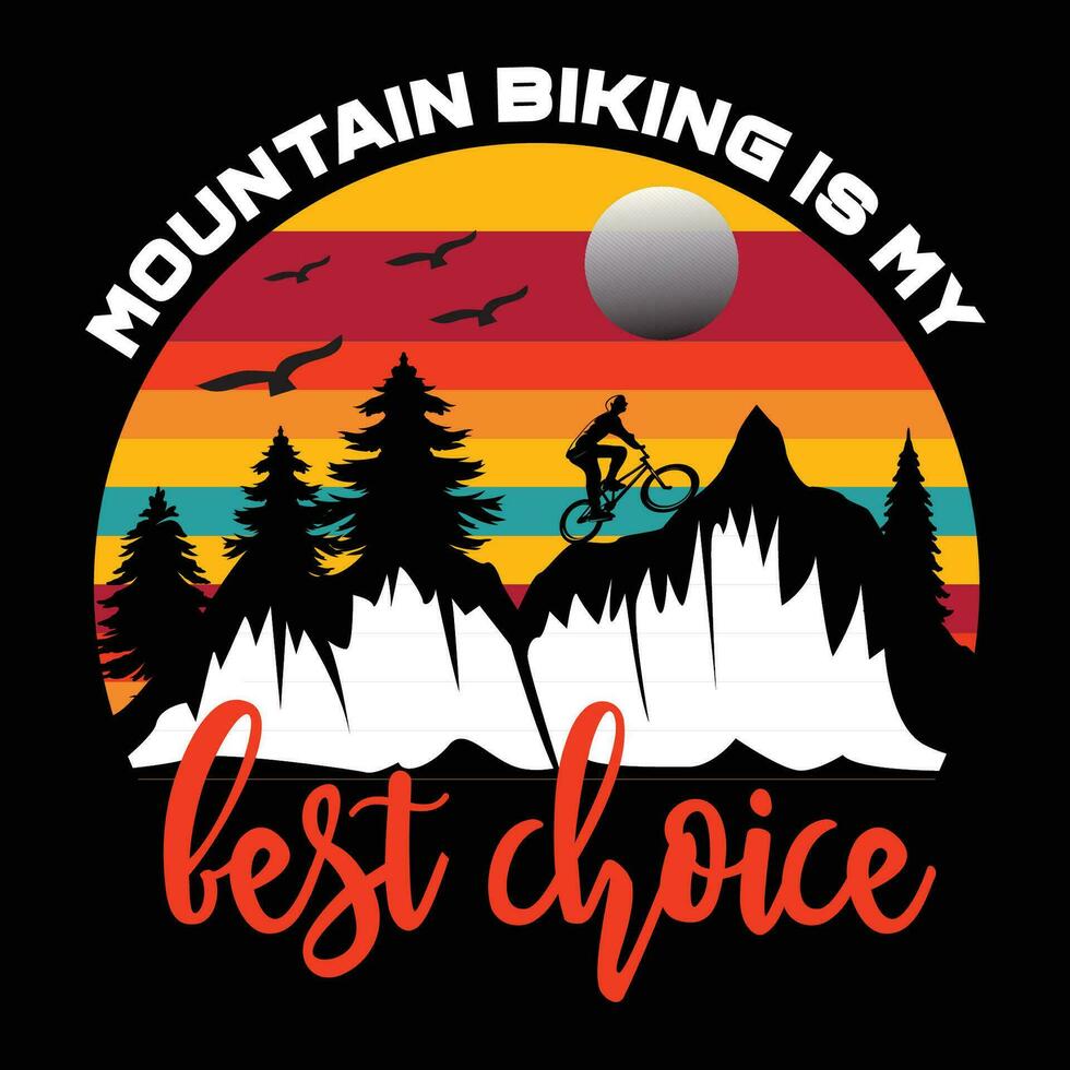 Mountain biking vintage t-shirt design vector