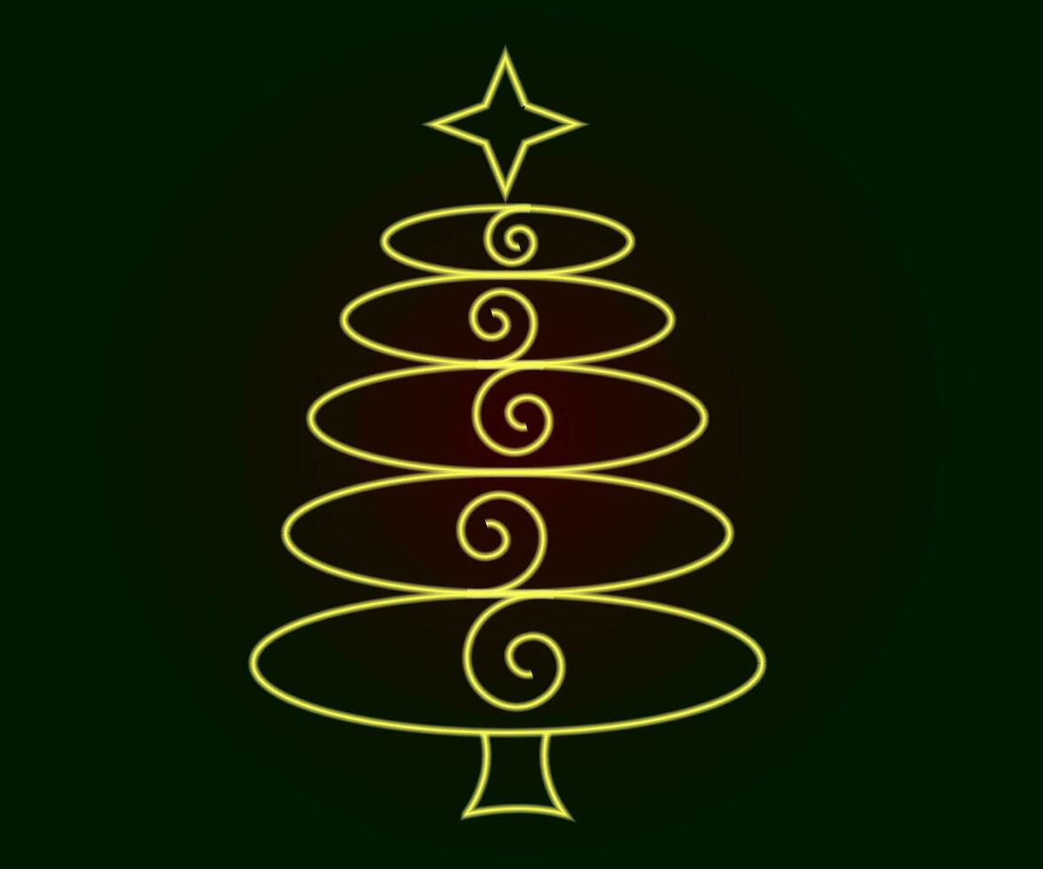 neón Navidad árbol con estrella, brillante icono. neón nuevo año árbol silueta, contorno Navidad árbol en vívido colores. festivo abeto con neón ligero. icono colocar, firmar, símbolo para ui vector ilustración