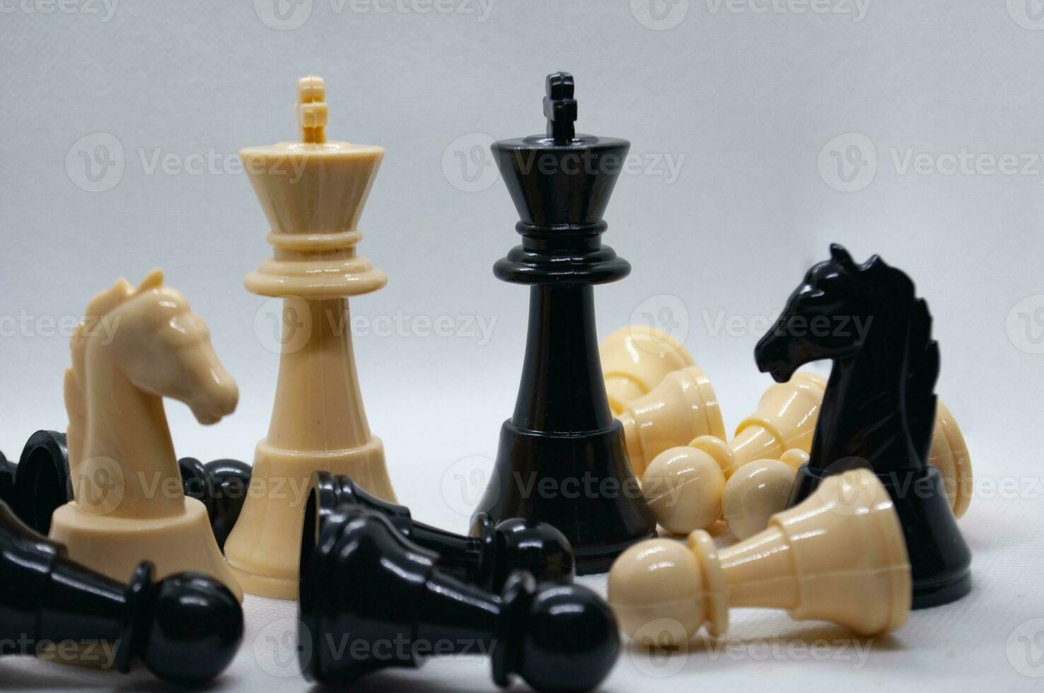 Close up of kings of chess game. Battle, strategy and tactics. photo