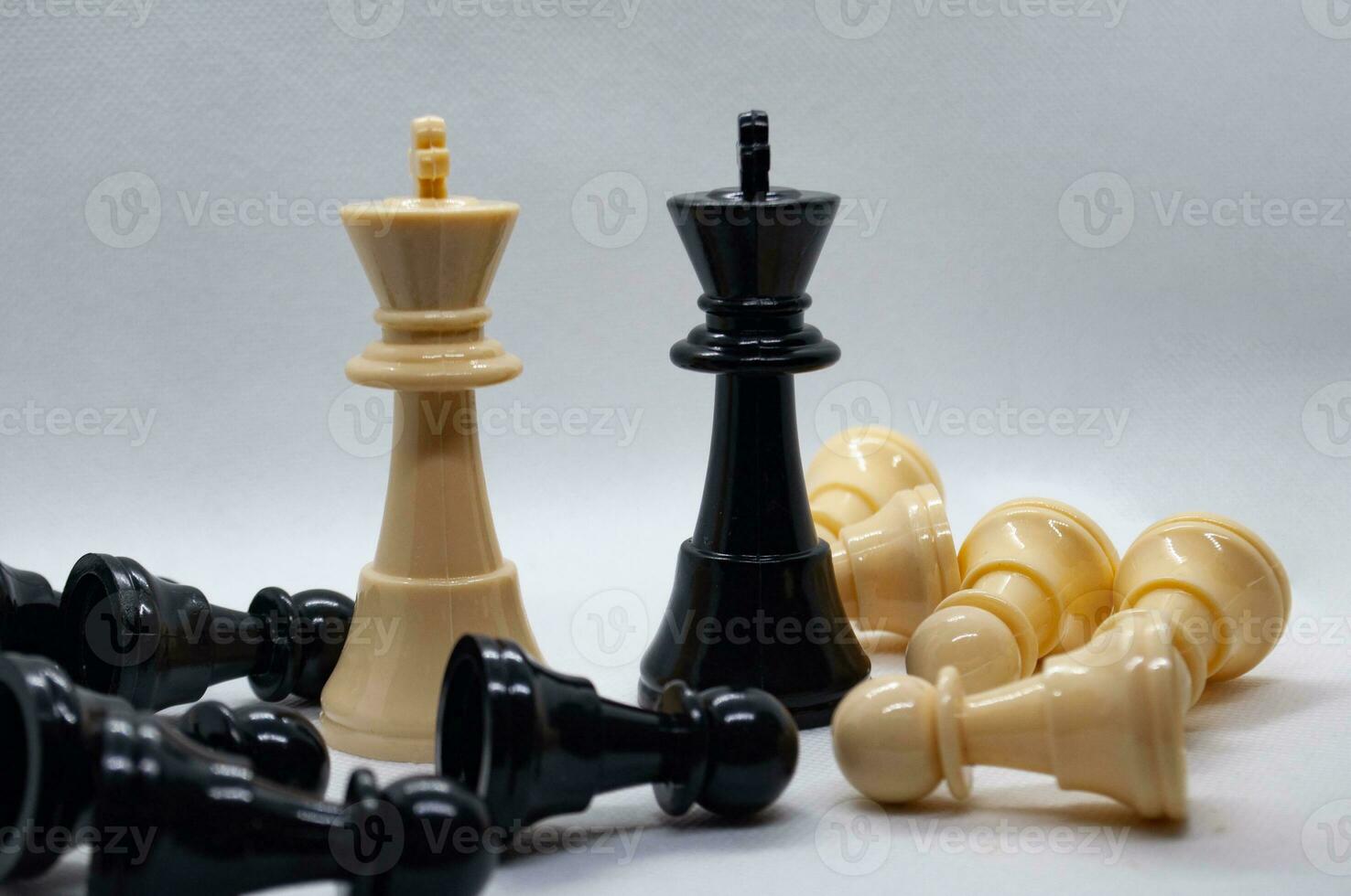 Close up of kings of chess game. Battle, strategy and tactics. photo