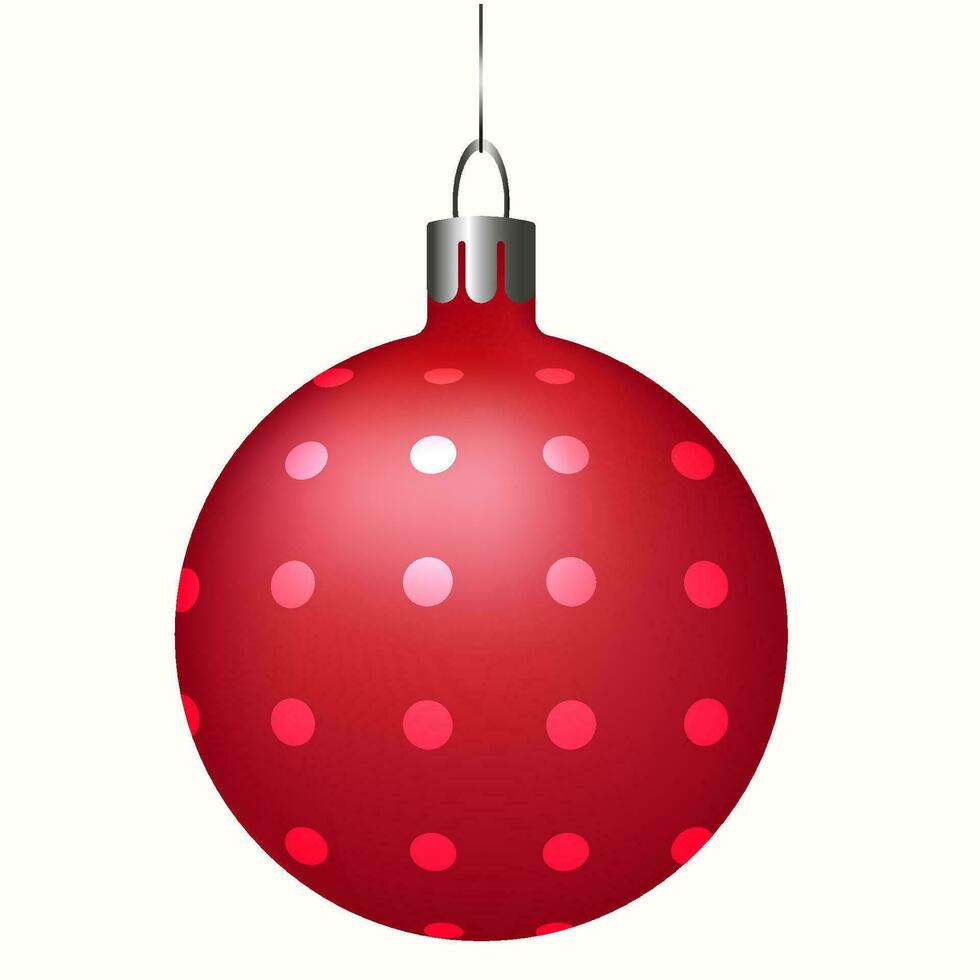 festive bright red ball toy with a loop for decorating the Christmas tree. Vector