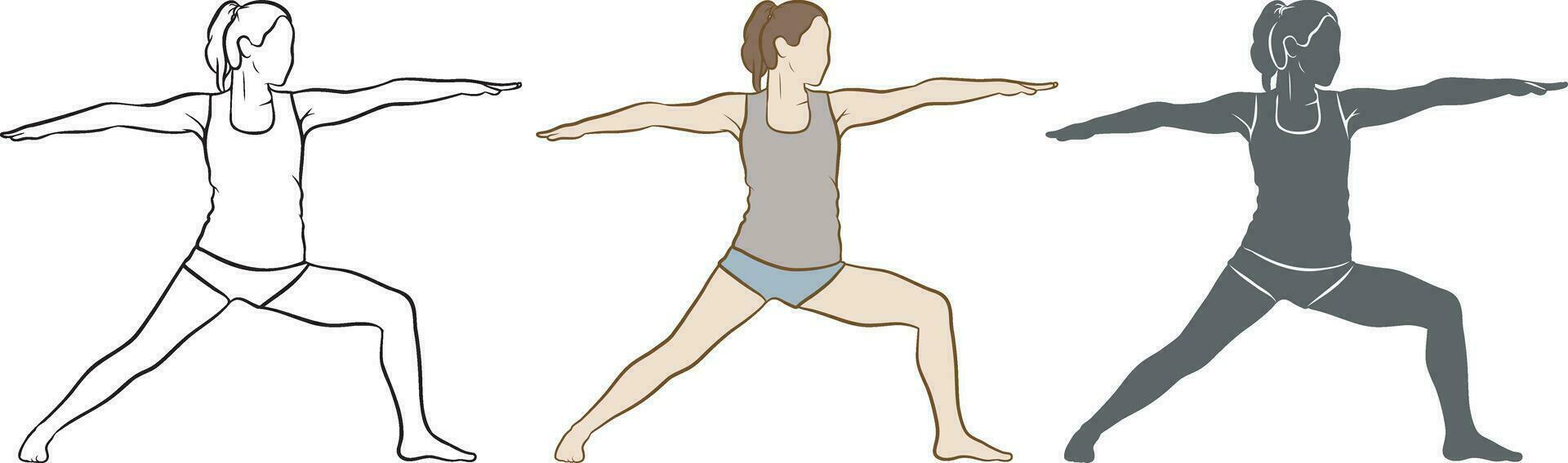 mujer hacer yoga actitud silueta colocar. vector