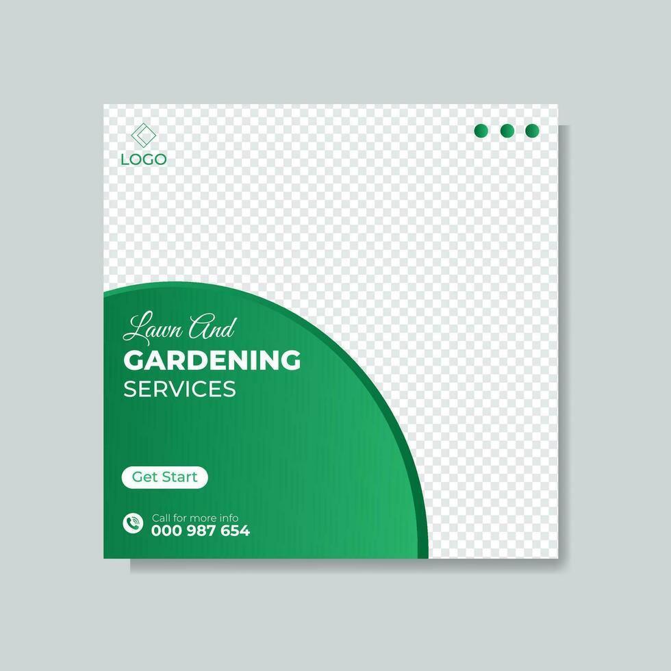 Modern professional gardening social media post design vector template.