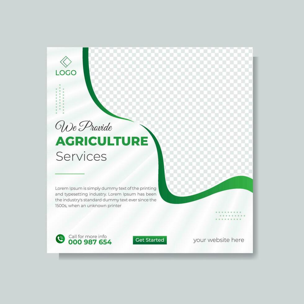 Agriculture service social media post design template. vector