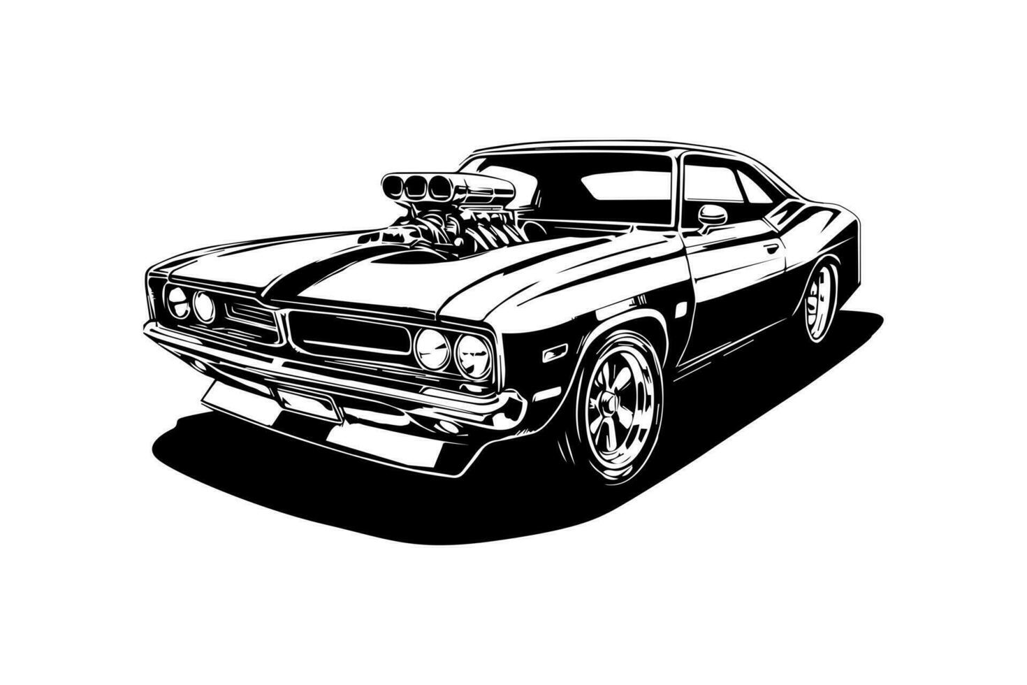 classic vintage retro car design vector black and white illustration