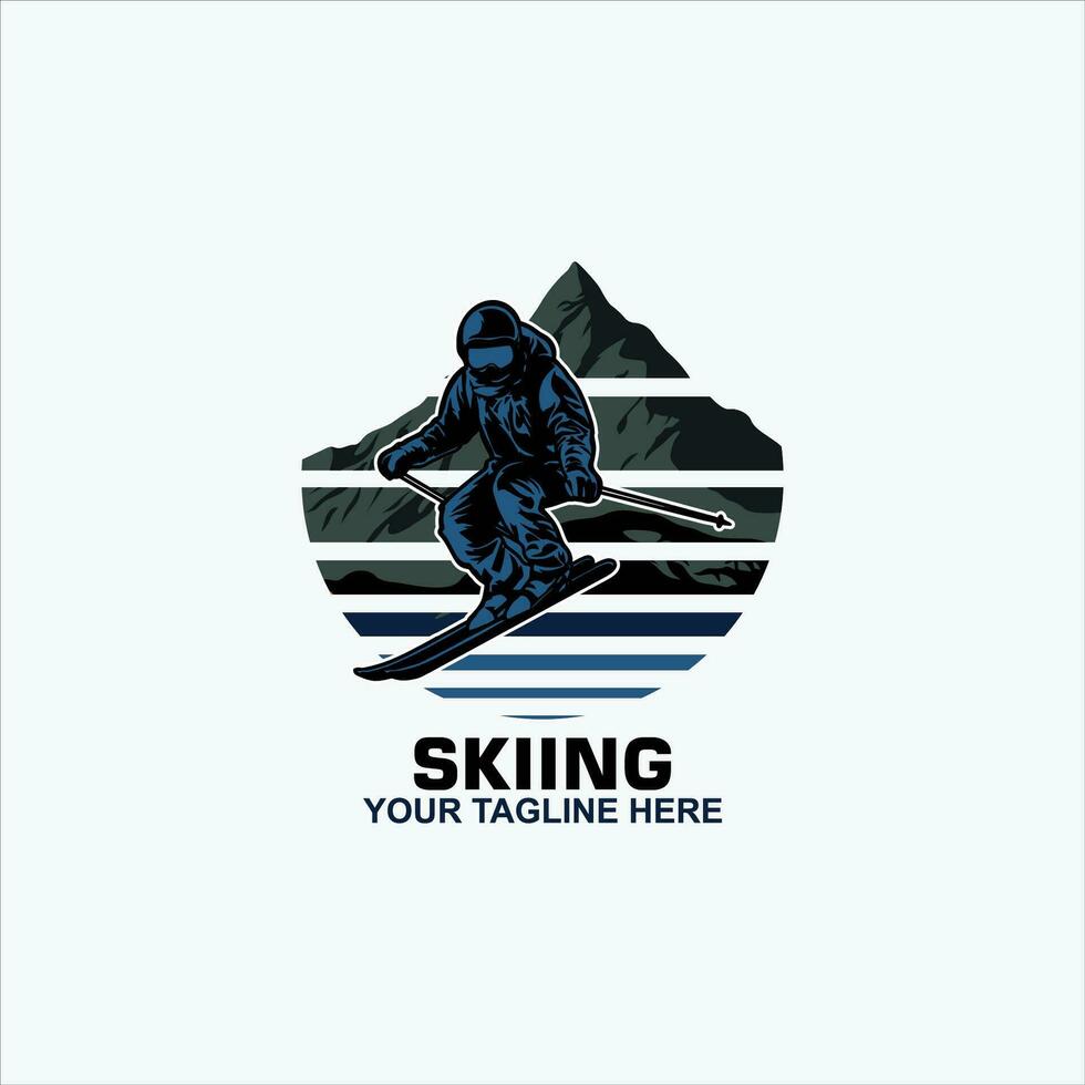 Skiing stylized vector symbol  logo or emblem template