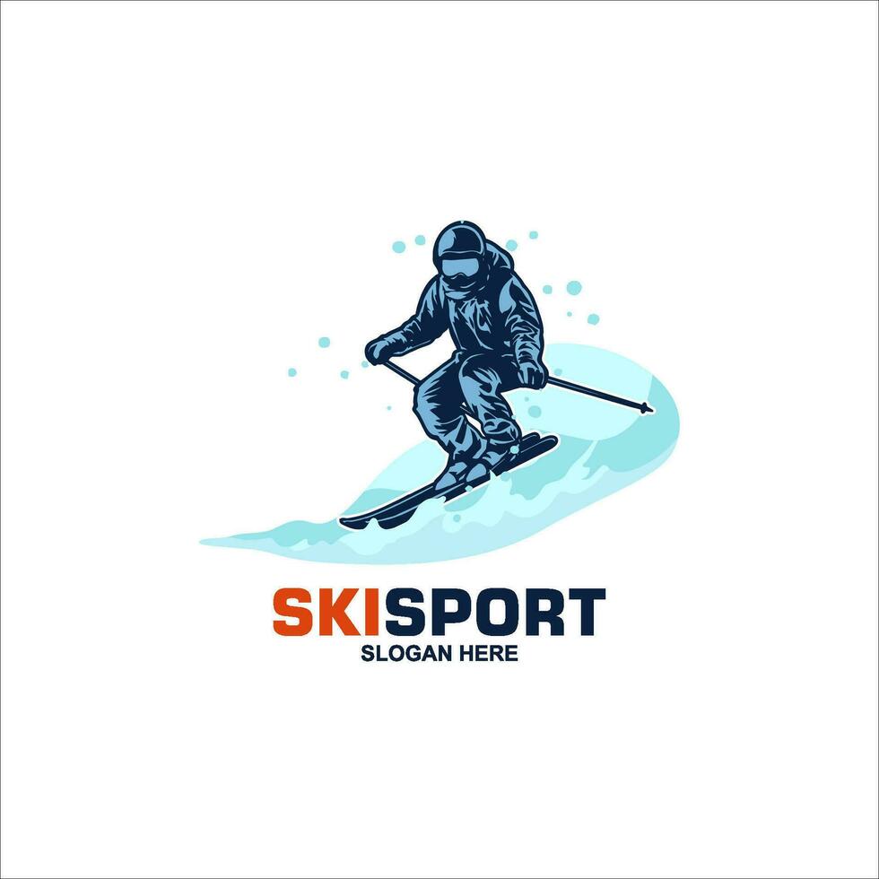 Skiing stylized vector symbol  logo or emblem template