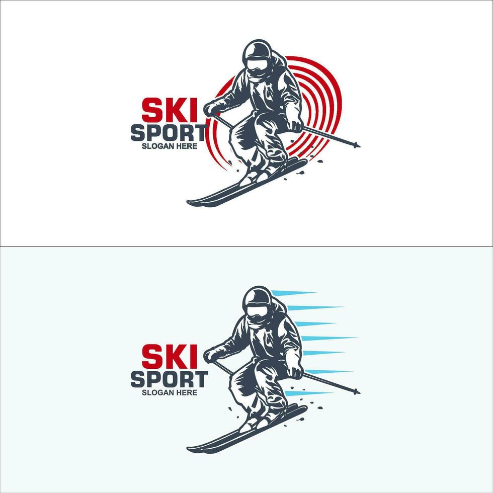 set of skiing sport games badge design vector