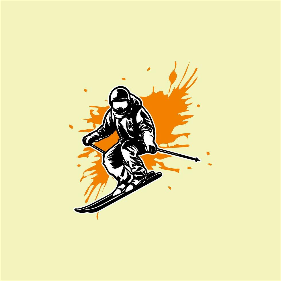 Mountain Skiing Logo Design Template vector