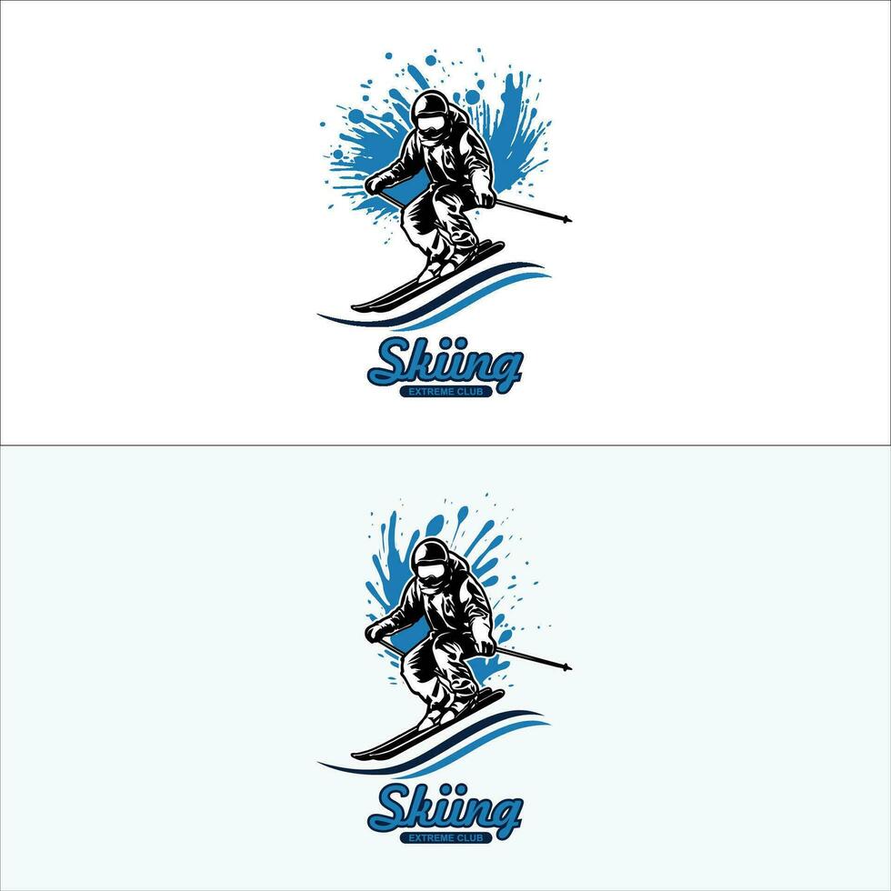 set of skiing sport games badge design vector