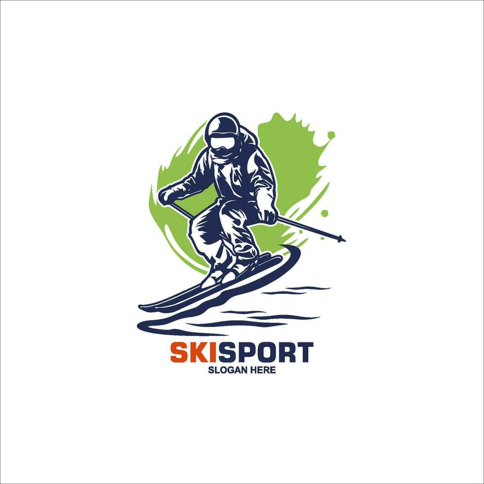 Ski sport graphic with dynamic background vector