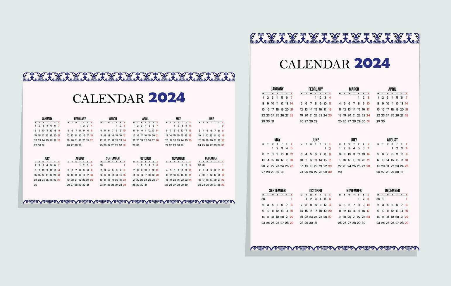 calendario para 2024 pared y mesa modelo vector