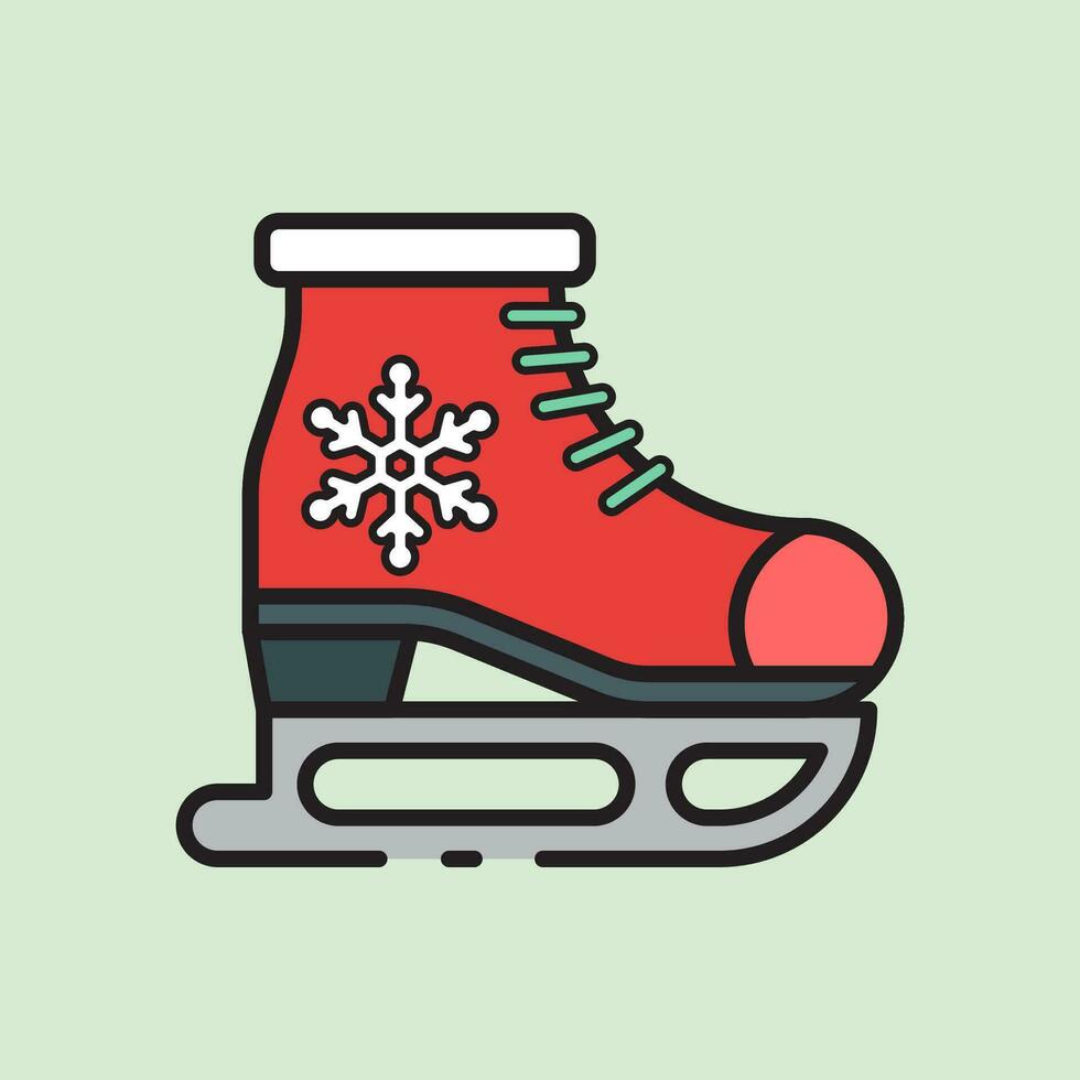 christmas iceskating boot icon with lineal color style vector