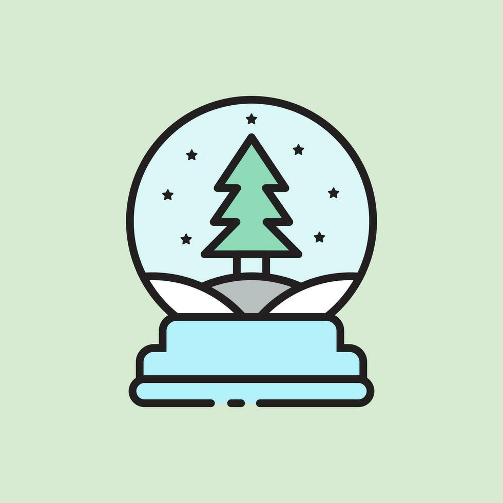 christmas snow globe icon with lineal color style vector