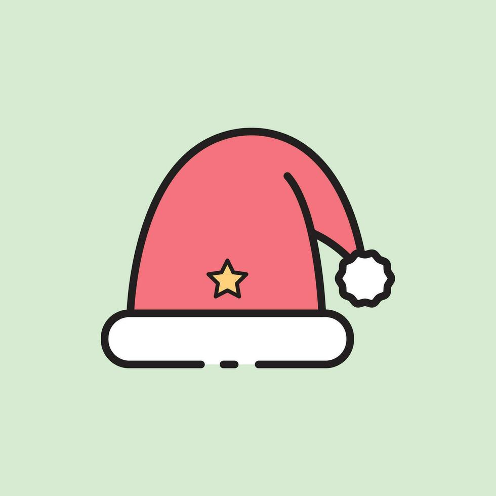 Navidad Papa Noel sombrero icono con lineal color estilo vector