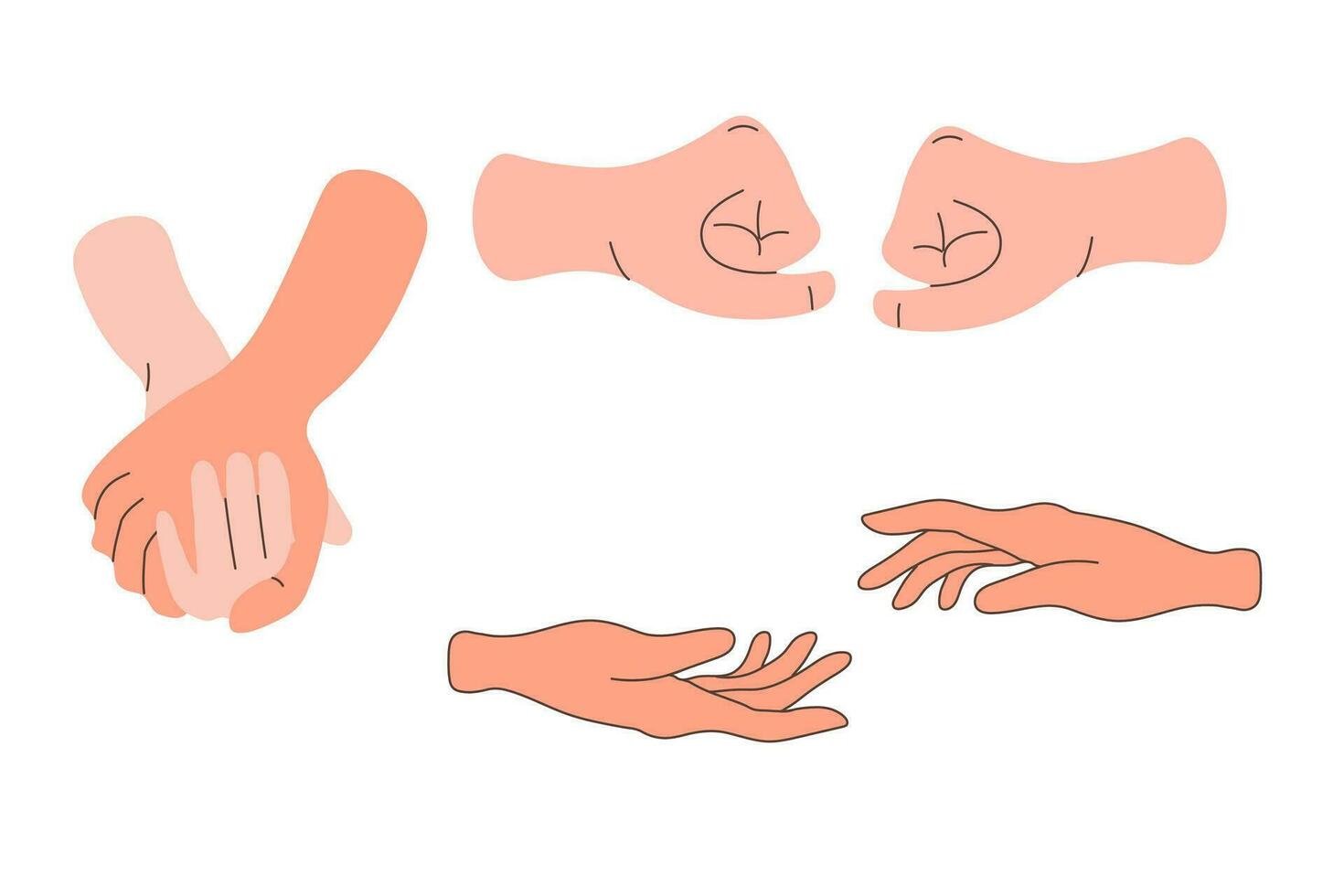 Hand in hand, Collection of hand drawn vector