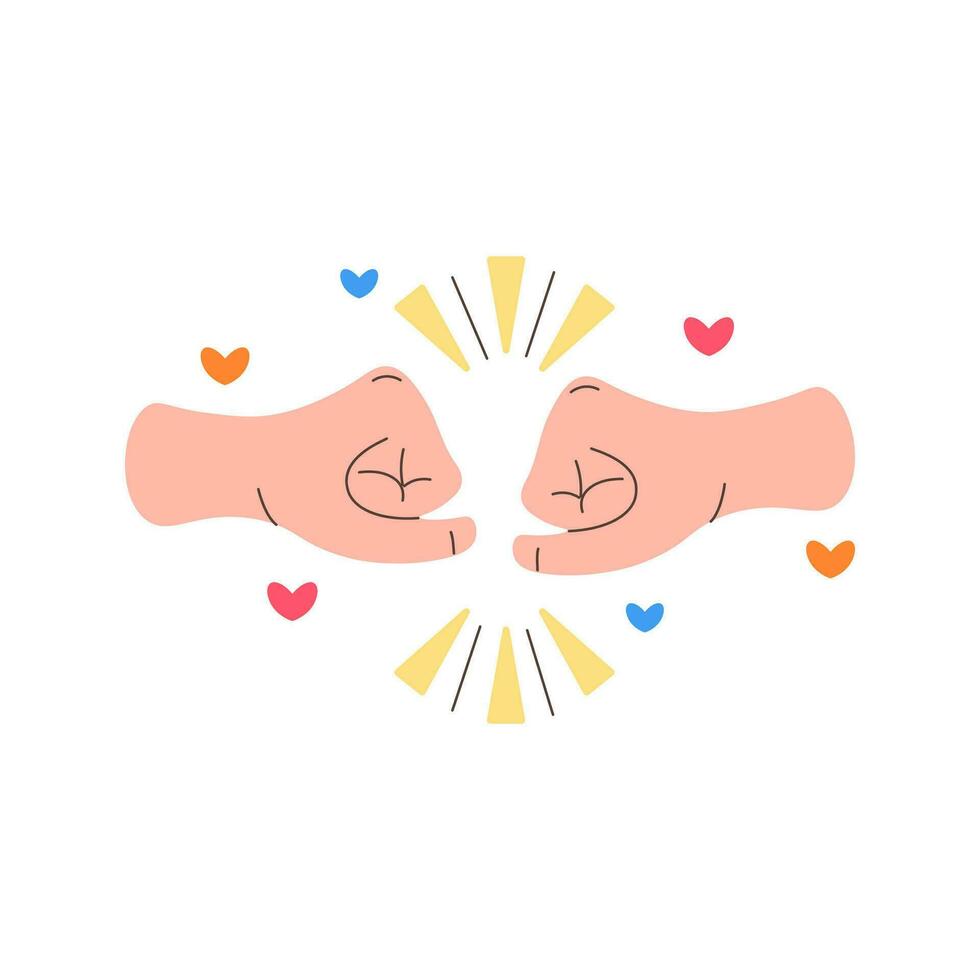 friends and friendship. hand holding hand, fist stickers, clipart. vector