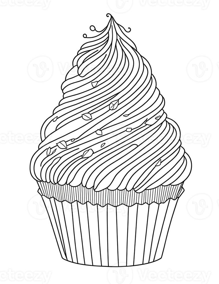 large cupcake graphics for coloring for children and adults photo