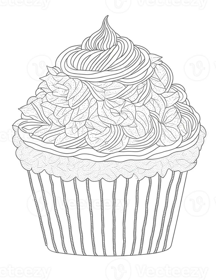 large cupcake graphics for coloring for children and adults photo