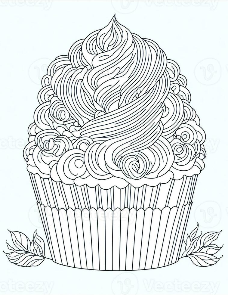 large cupcake graphics for coloring for children and adults photo