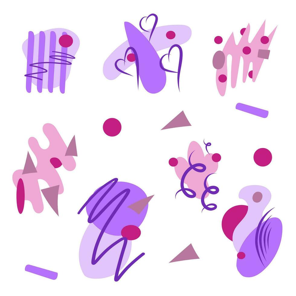 Lavender bubbles of abstract shapes vector illustrations set