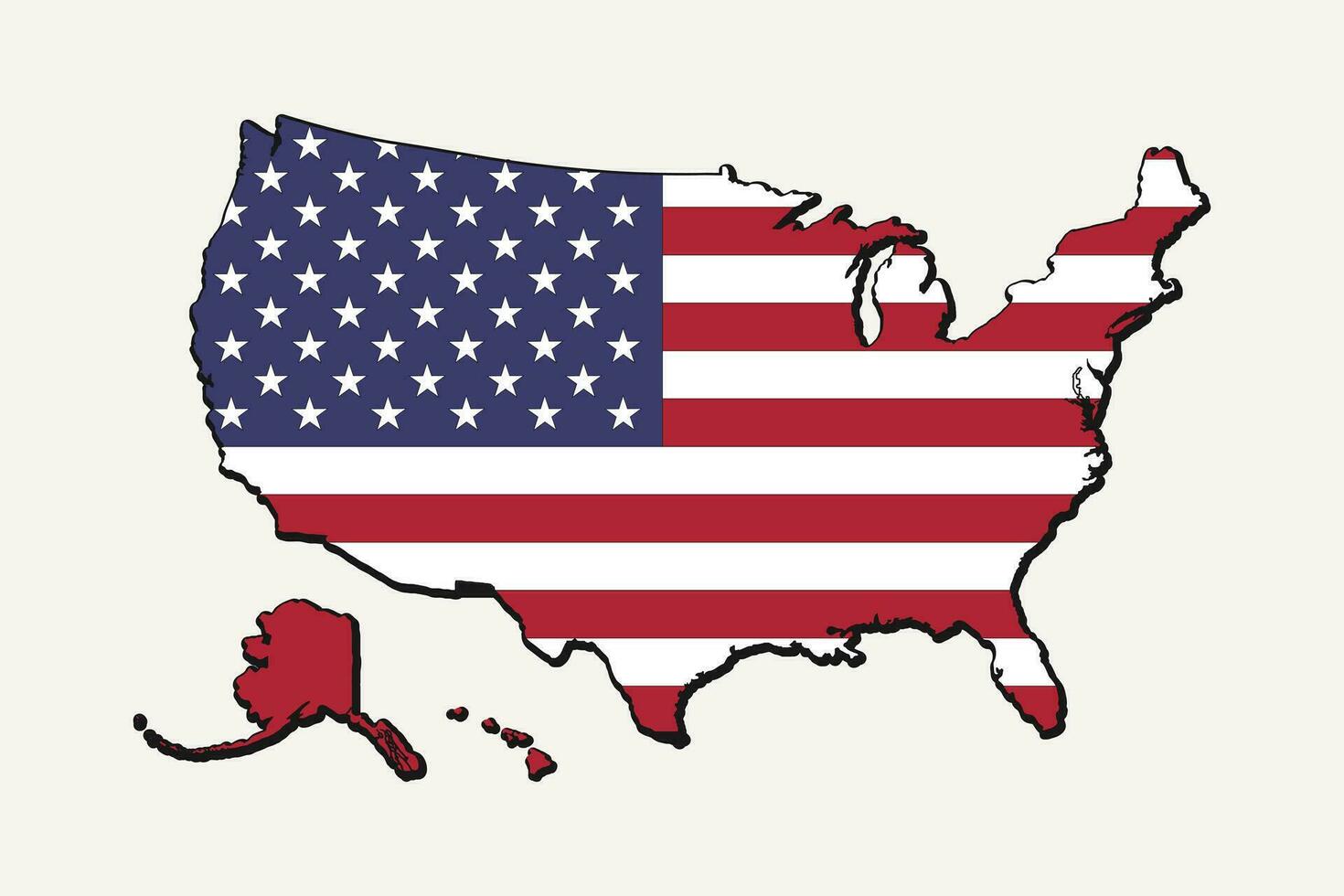 Estados Unidos mapa con bandera vector