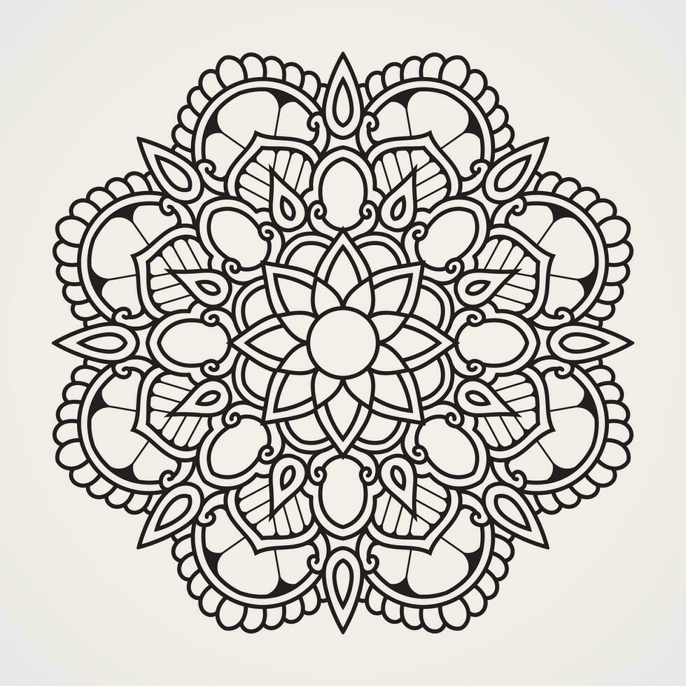 circular flower mandala. suitable for henna, tattoos, photos, coloring books. islam, hindu,Buddha, india, pakistan, chinese, arab vector