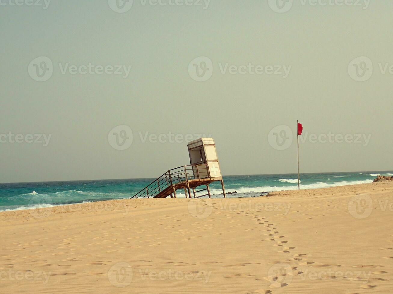 landscape from the Spanish Canary Island Fuerteventura with dunes and the ocean photo