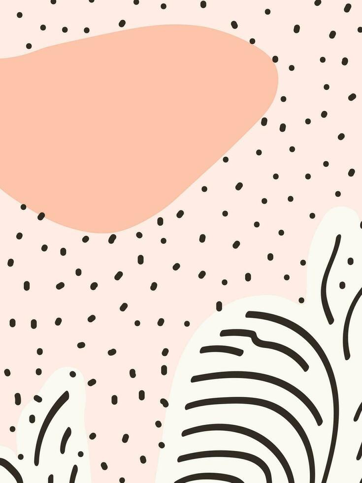 Vertical minimalist hand drawn background. Cute scribble and doodle elements on pink backdrop with copy space. Trendy aesthetic design for social media, web banner and mockup for advertising vector