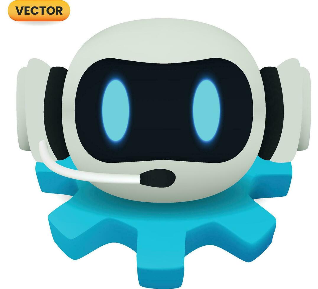 3d robot cabeza engranaje proceso automatización icono. robo cabeza engranaje icono. 3d cliente Servicio icono. 3d icono símbolo. vector