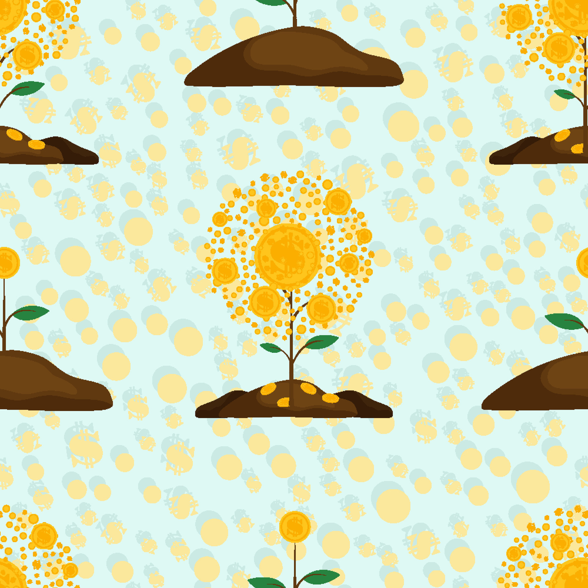 Seamless Pattern Money tree with coins 32208547 Vector Art at Vecteezy