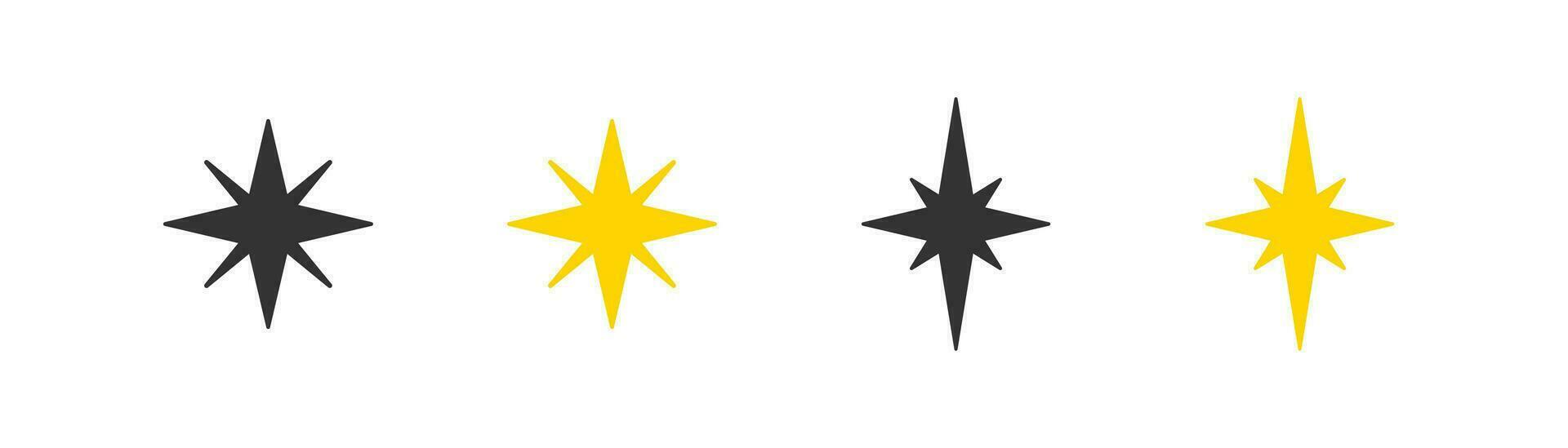 Christmas star icon. Sparkles, shining burst, holiday symbol. Twinkling stars light. Flat and colored style icon for web design. Vector illustration.