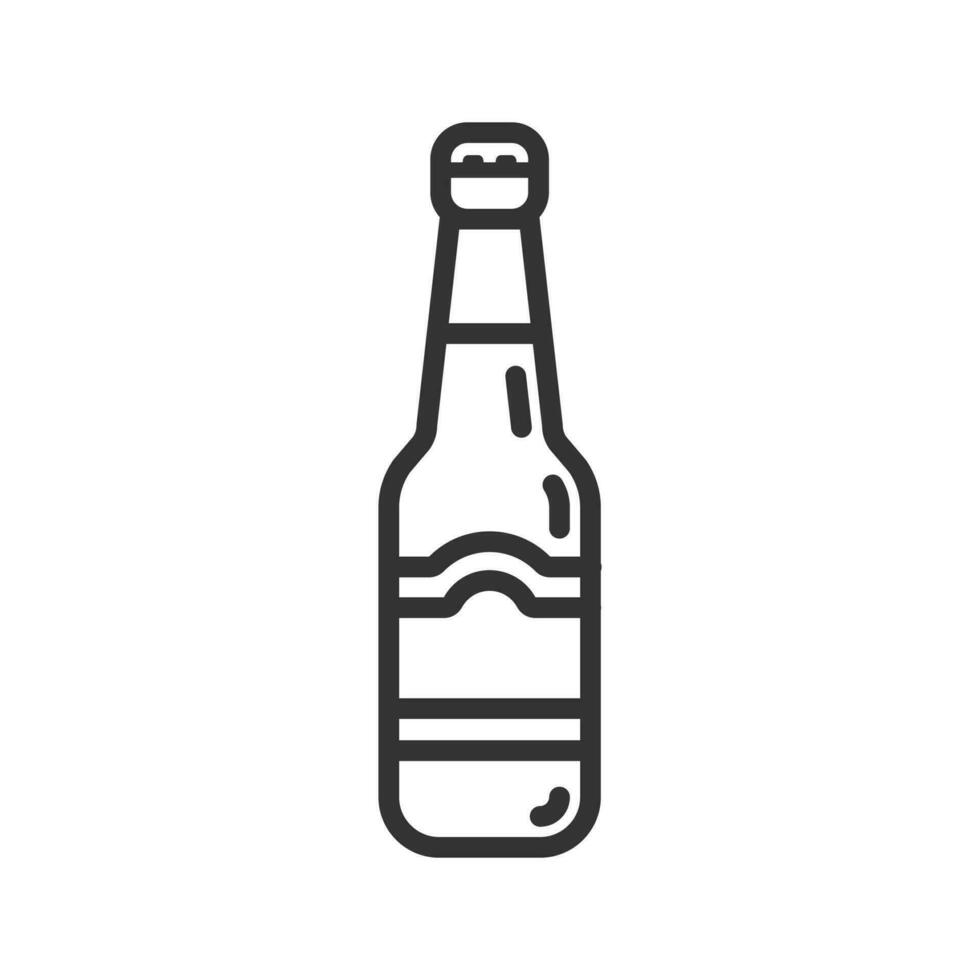 Glass bottle craft beer icon on white background. Alcohol drink symbol. Pub, bar, cold beverage, brewery. Outline style vector illustration.