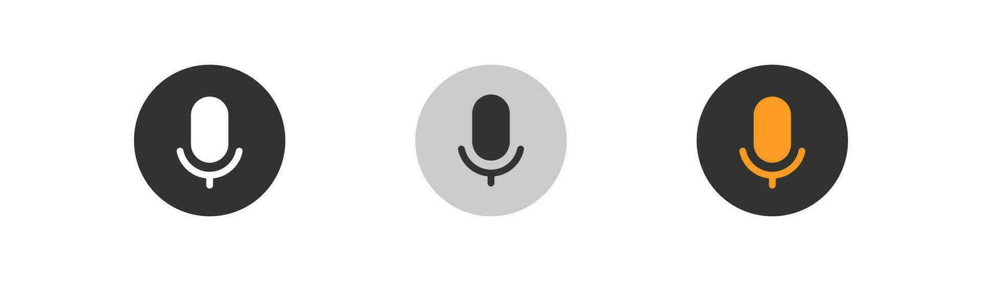 Microphone icon. Voice, audio symbol. Podcast, studio recording, mic button, broadcast, webcast, voice mail. Outline flat and colored style icon for web design. Vector illustration.