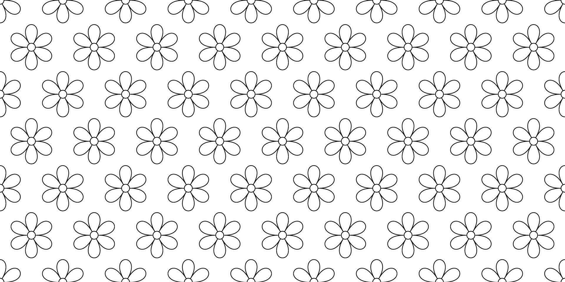 outline daisy flower seamless pattern vector