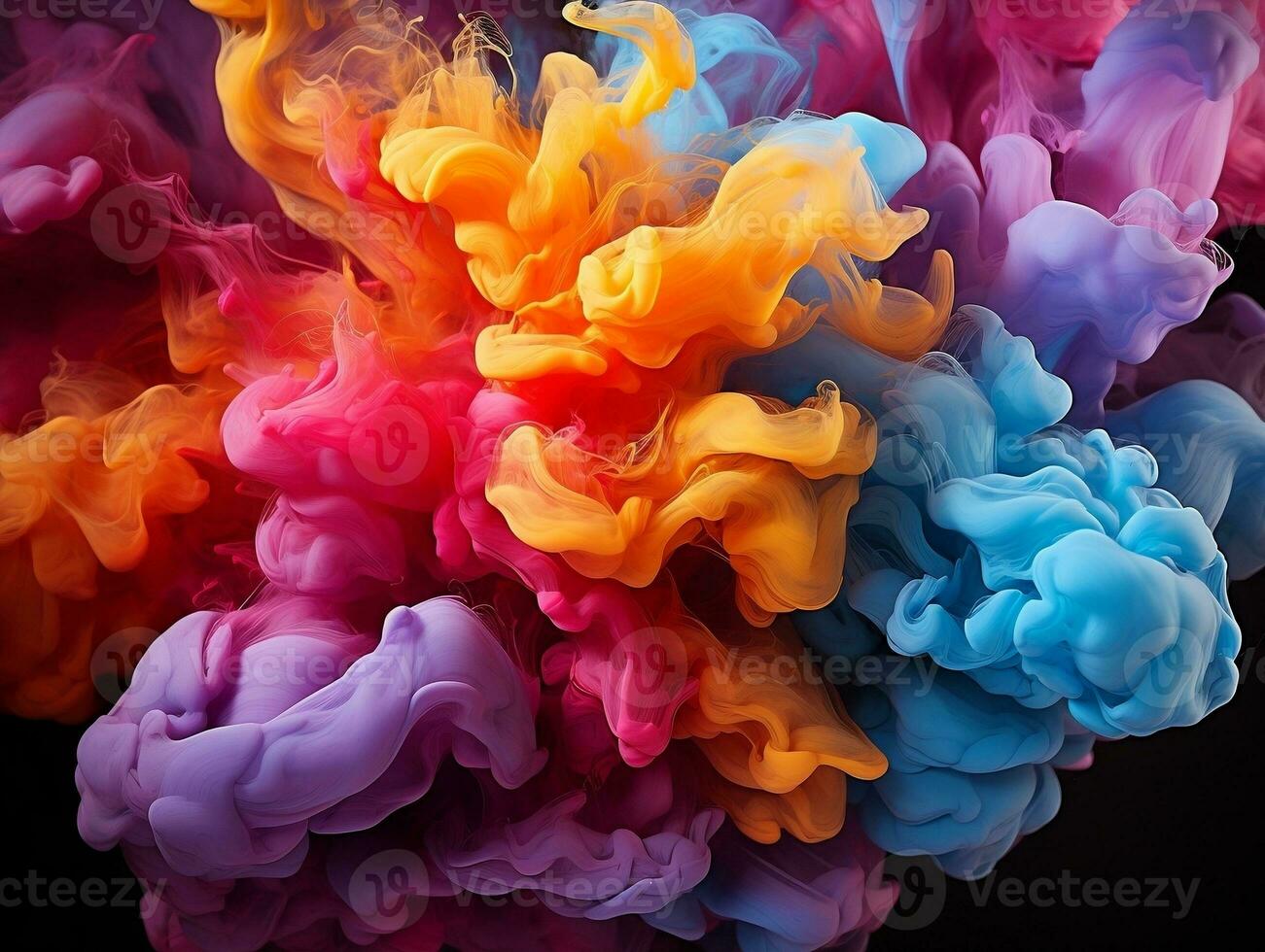 Digital art of multicolor smoke in various colors AI Generative photo