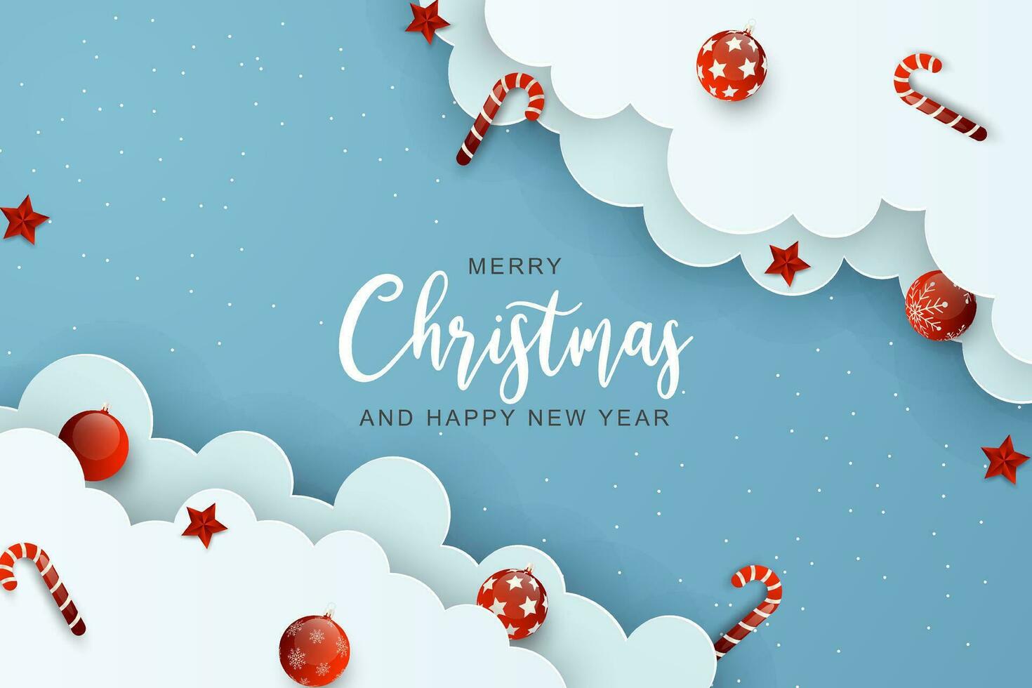 Christmas background in paper cut style vector