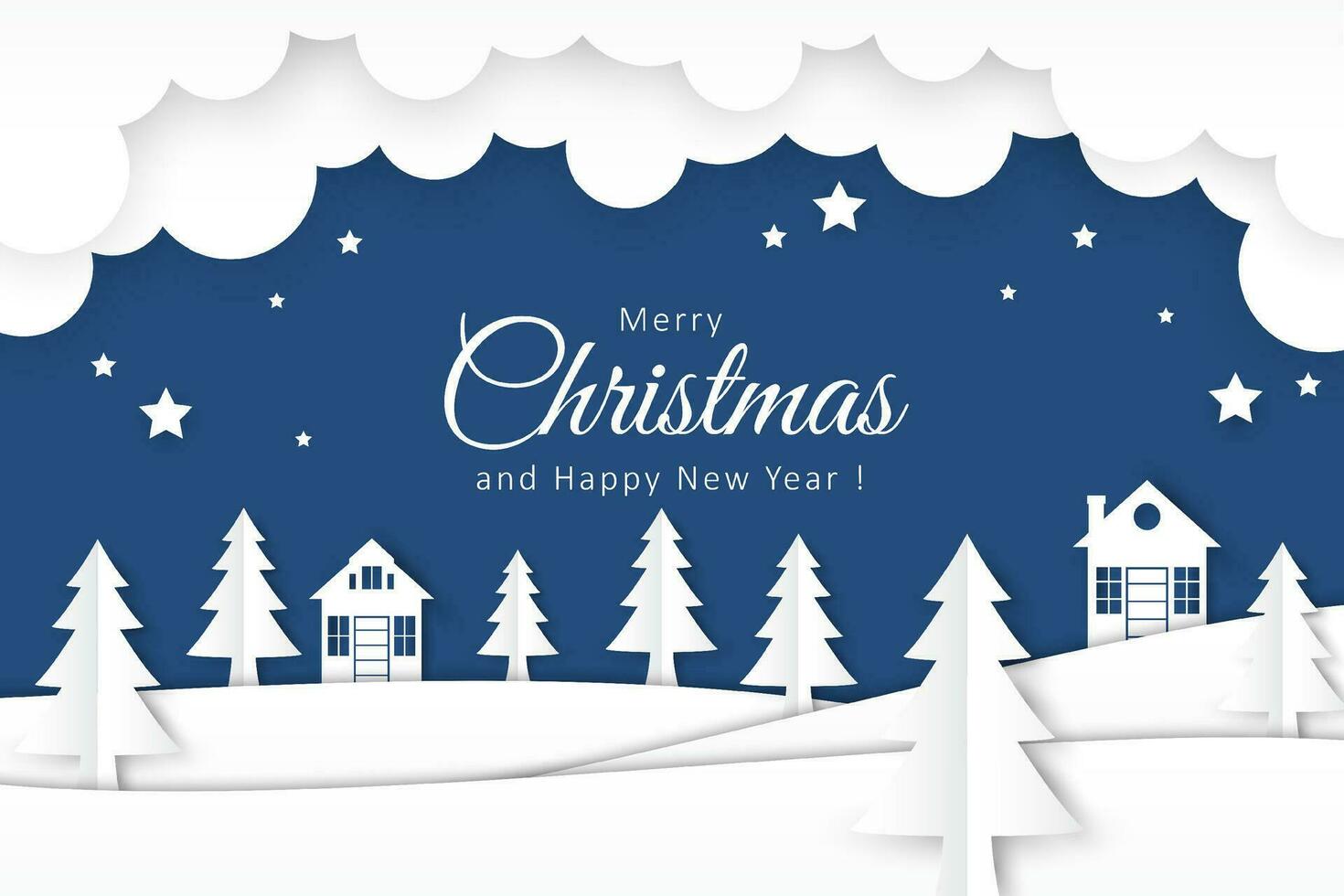 Christmas background in paper style design vector