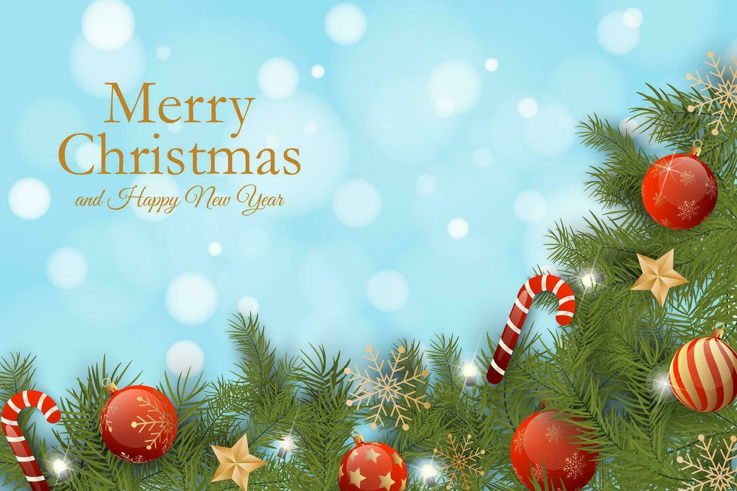 Realistic Christmas background with beautiful Christmas balls and ornaments vector