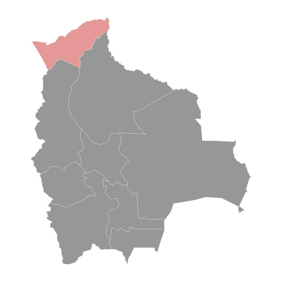 pando Departamento mapa, administrativo división de Bolivia vector