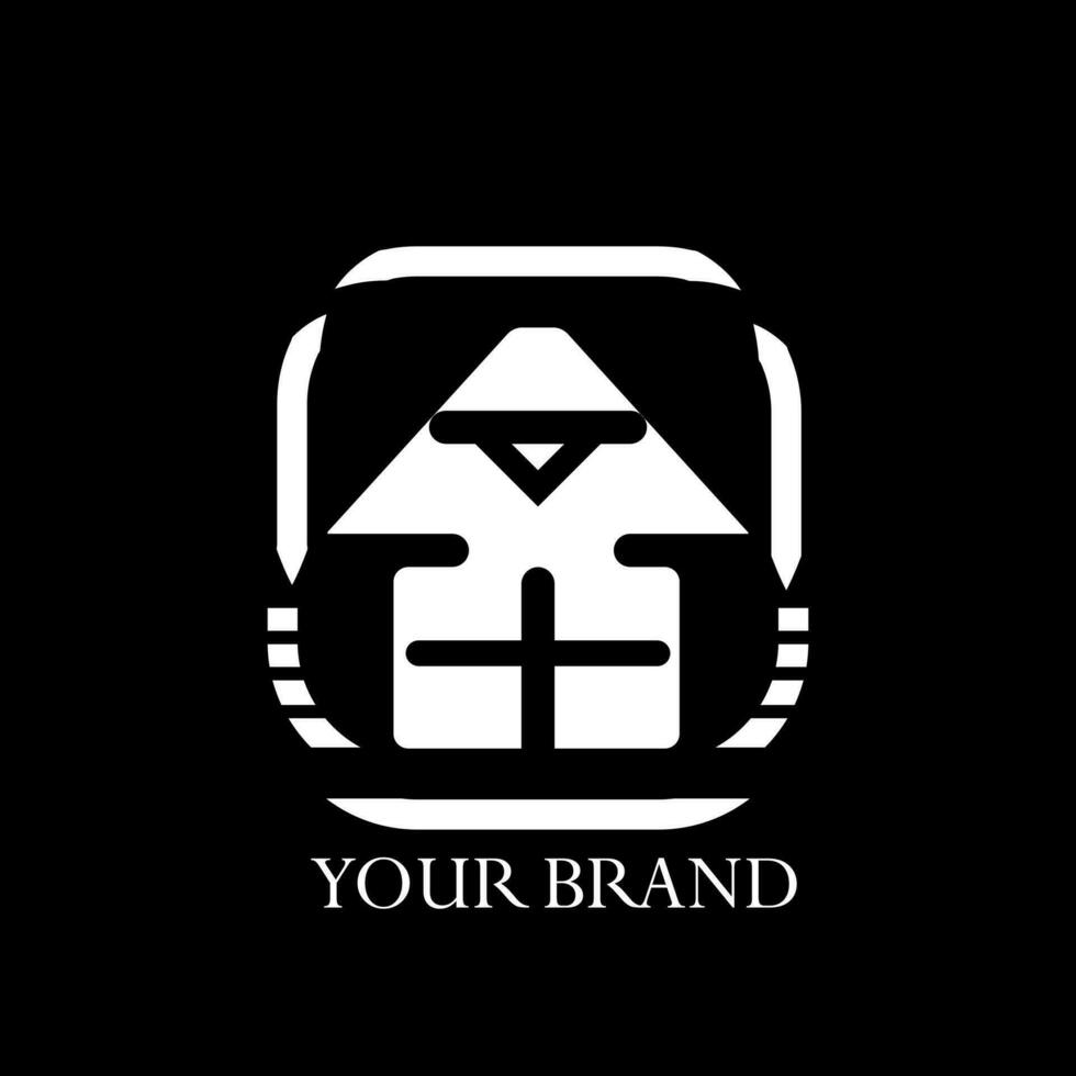 The house logo is white with a minimalist design vector